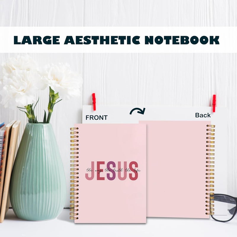BearCake Boho Christian Notebook Journal, Christian Gifts for Women, Bible Notebooks for Note Taking, Bible Journaling Notebook, Jesus the Way the Truth the Life Hardcover Spiral Notebook 5.5x8.3 pink - Image 4